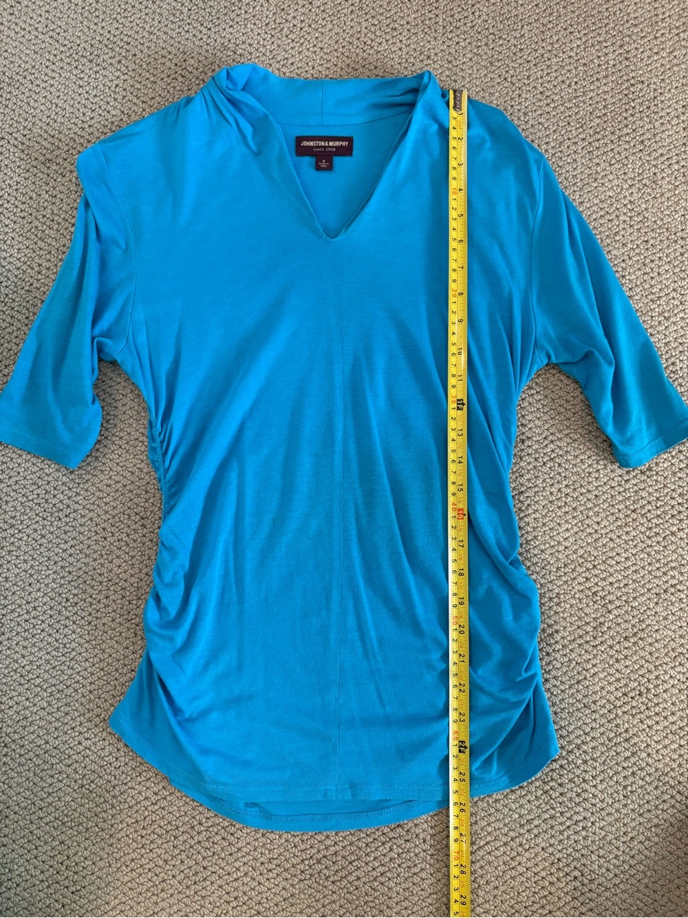 Johnston & Murphy Bright Teal V-Neck Dolman Sleeve Top